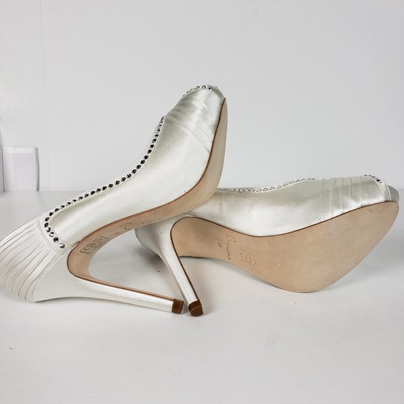 Bourne  Open-Toe Satin shoes Bridal Pump,Ivory, 38 - Picture 7 of 8